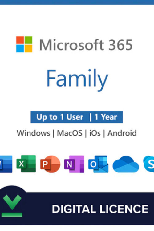 MS 365 Family 1 user + 5 devices Subscription Invitation With 1TB OneDrive – GLOBAL – 1 Device – 12 Months